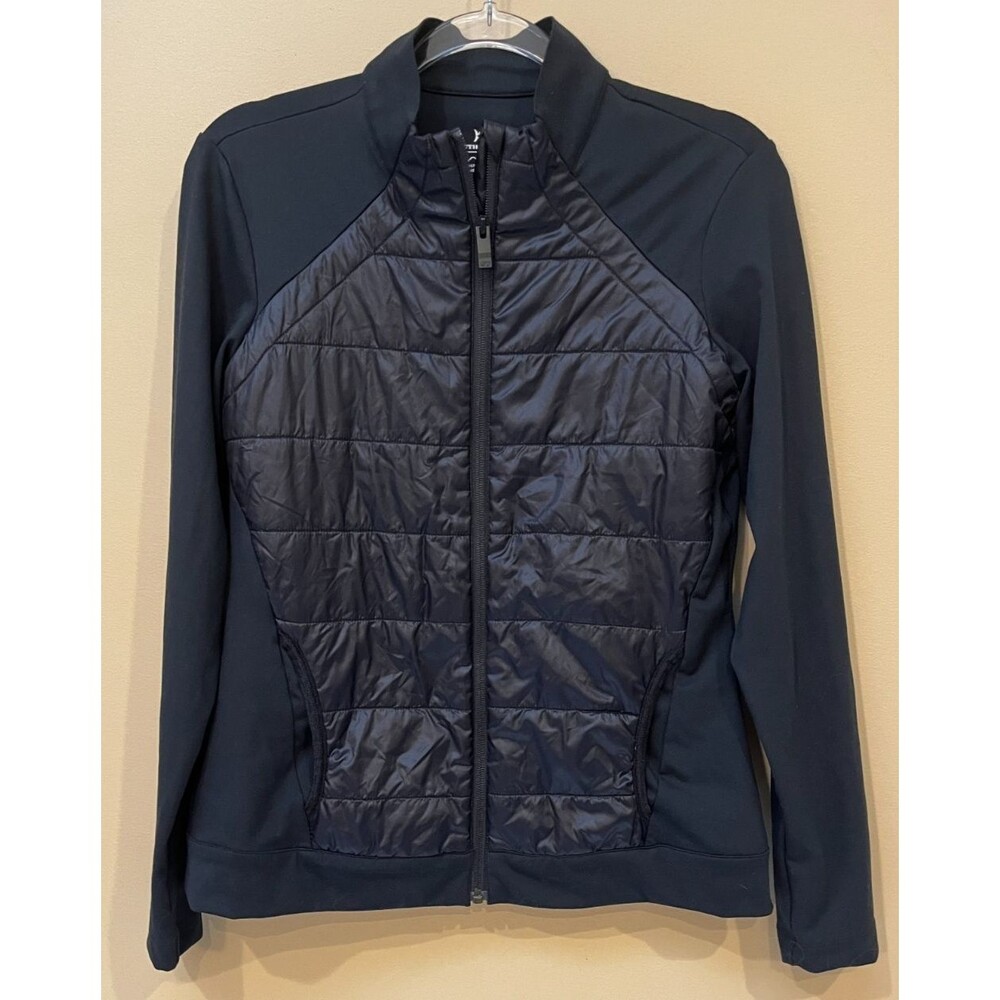 Womens Southern Tide Josette Mixed Media Full Zip Athletic Jacket Black size S